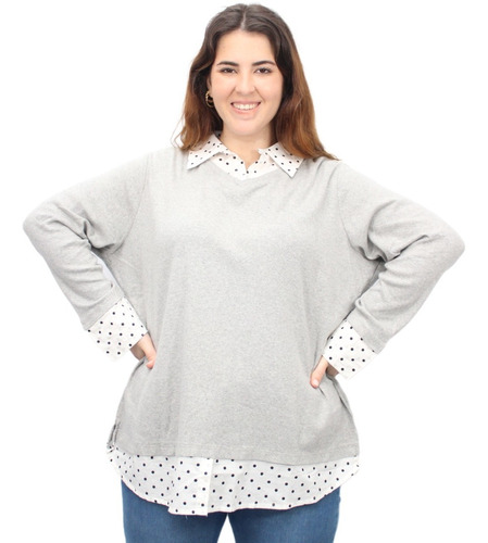 Blusa Remera Talle Grande Cuello Camisa Algodon Importada