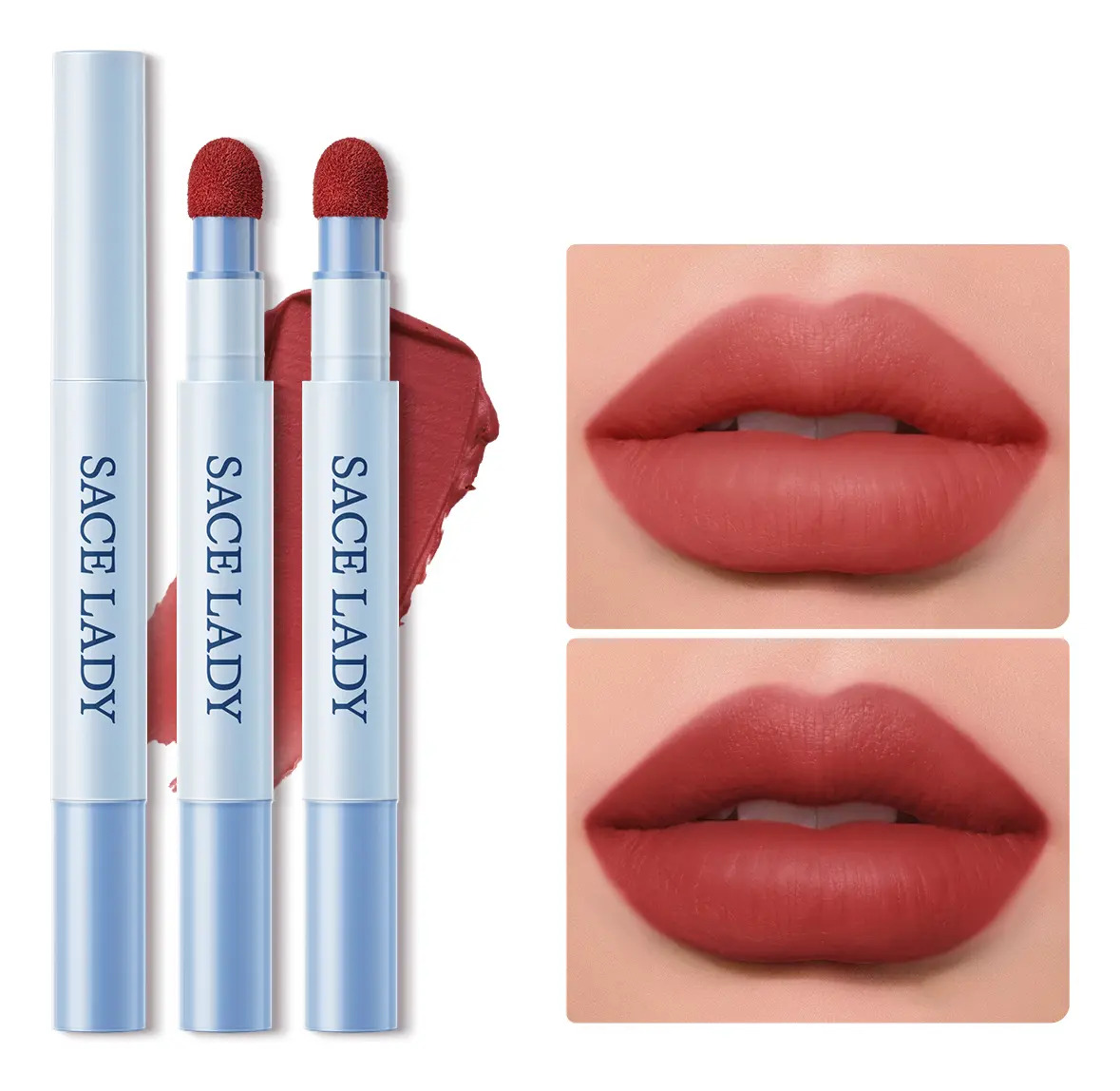 Imagen de Sace Lady Labial Crema Mate Air Cushion, Larga Duración, 2 en 1 para Labios y Rubor, 6g 03 Rosa Burbuja
