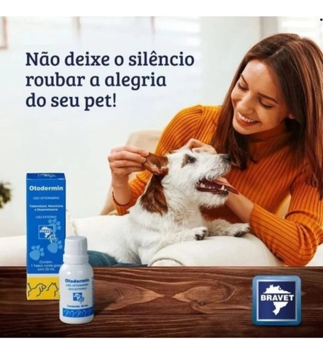 Remedio Dor De Ouvido Cães E Gatos Otodermin Bravet 20ml