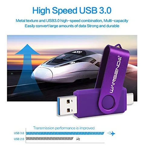 Unidad Flash Wansenda Otg Usb C Tipo C 2 En 1 Usb 3.0/3.1 Th