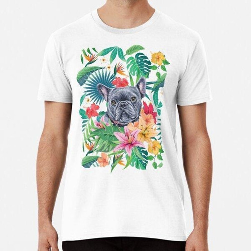 Remera Tropical Blue Frenchie French Bulldog Algodon Premium