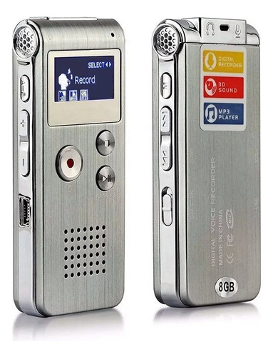 Mini Gravador De Áudio Digital Mp3 Pl 8 Gb