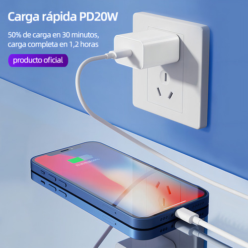 Cargador 20w Carga ACSENTRON Rápida Para Lightning Cable 1m Cargador Carga Rápida 20w Para iPhone 12 13 14 +tipo C Cable