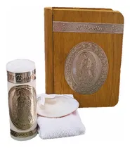 Comprar Kit Bautizo Set Bautizo Vela Concha Toallita Y Cofre Madera 
