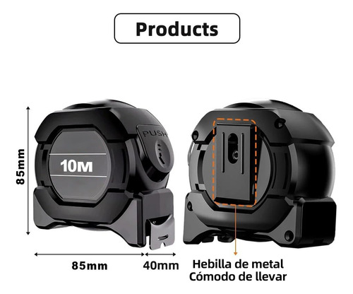 Flexómetro Aorui A10is7 10m Acero Plástico Plegable Cm/mm