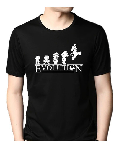 Playera Unisex Black Mario Bros Evolution Gamer