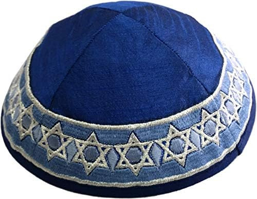 Emanuel Yair Azul Magen David Estrella Bordada Kippah Yamaka