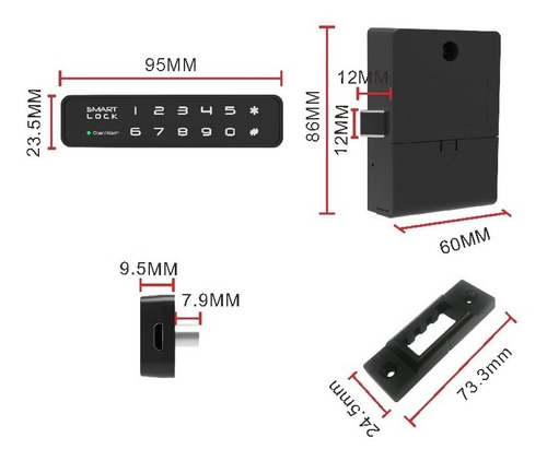 Cerradura Digital Muebles Cajones Tekno Mini F023h X2 Huella