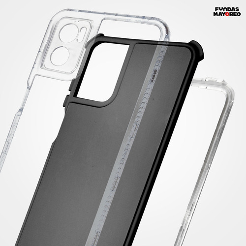 Funda Moto E22i / E22 Uso Rudo Con Mica Colores Negro