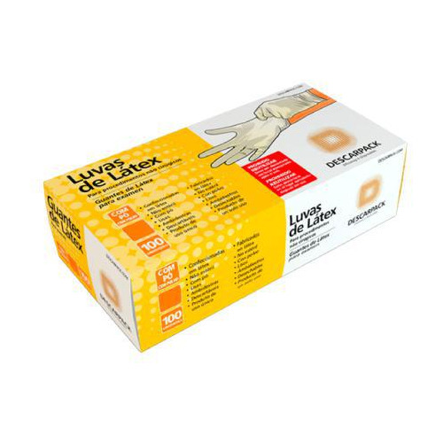 Luvas Descarpack Látex Natural - 100 Unidades, Não Estéril