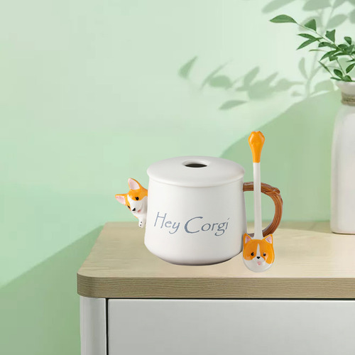 400-500ml 3d Corgi Taza De Cerámica Patrón De Perro Taza
