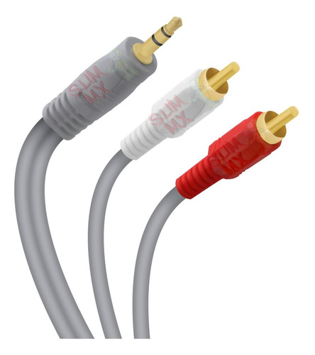 Imagen 2 de 10 de Cable Auxiliar De Audio 3.5 M A 2 Rca 3 Metros Estereo Aux
