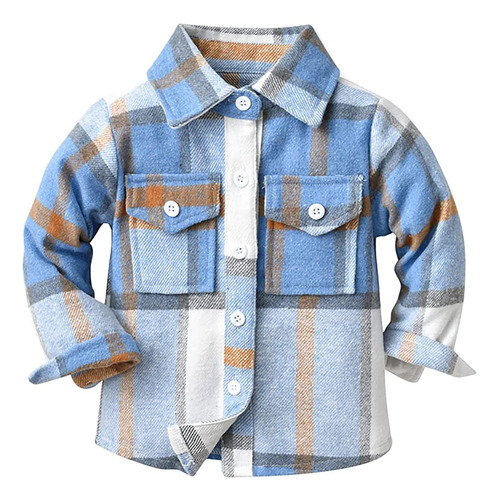 ~? Toddler Baby Boys Girls Plaid Jacket Long Sleeve Button D