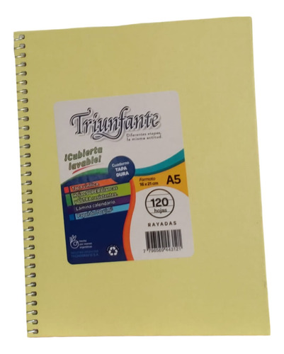 Cuaderno Espiralado 120 Hojas Rayadas T/dura A5 Triunfante 