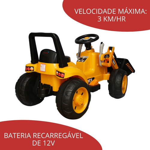 Mini Trator Escavadeira Elétrico 12v Importway Amarelo