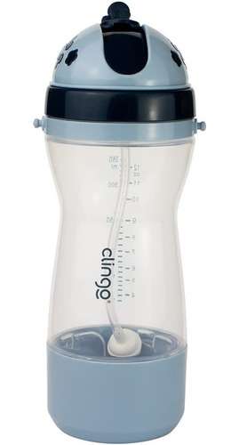 Imagem 5 de 6 de Garrafa Com Porta Biscoito Azul Marinho 240ml - Clingo