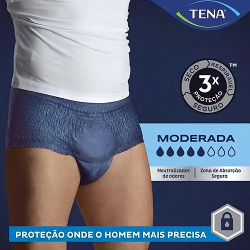 Calça Fralda Geriátrica Masculina Tena Pants Roupa Intima Tamanho G/EG