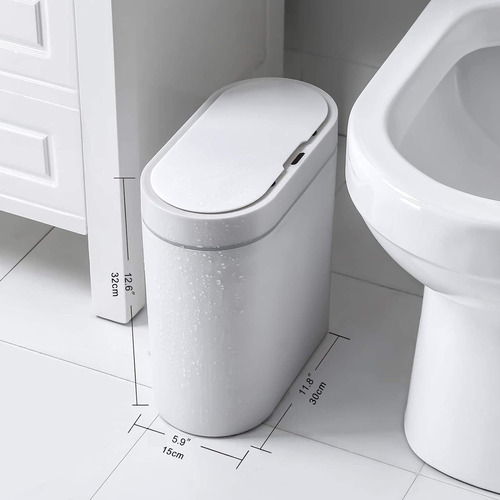 Elpheco Cubo De Basura De Baño, 2.5 Galones Sensor De Mov...