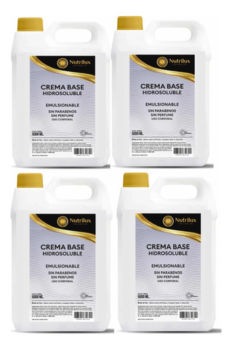 Crema Base Neutra Hidrosoluble Luxury 20 Kilos S/parabenos 