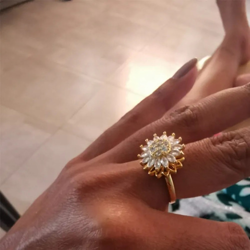Anillo Giratorio En Girasol De Cristal, Antiestrés, Ansiedad