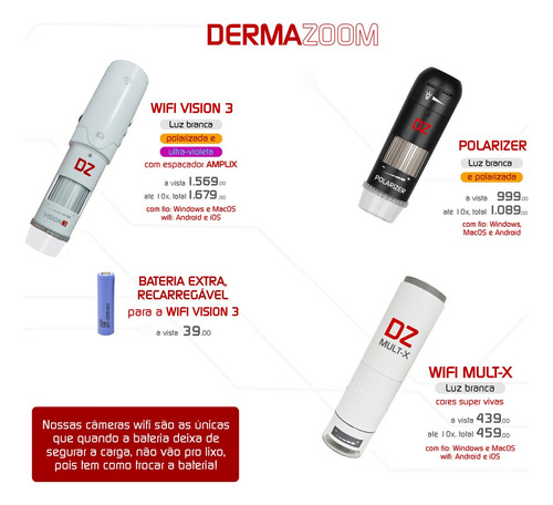 Câmera Análise Dermazoom Wifi Mult-x Android Ios Windows Mac