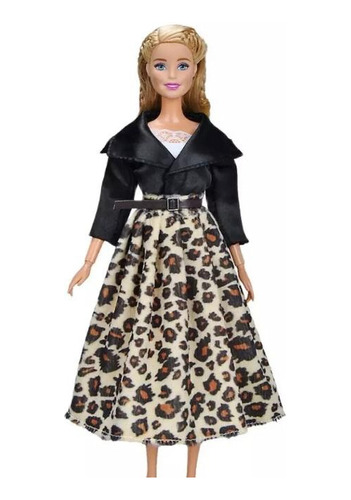 Outfit Chaqueta Y Falda Animal Print Para Barbie