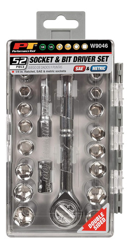 W9046 52pc Socket And Bit Driver Set With 1/4-inch Drive Rat