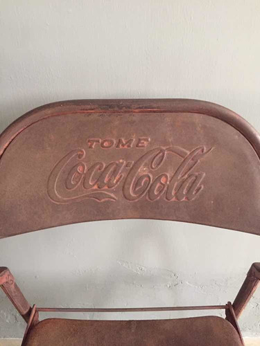 Antigua Silla Plegable En Lamina Refresco Tome Coca-cola !!