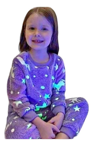 60 Pijama Polar Niños Luminosa Brilla En La Obscuridad