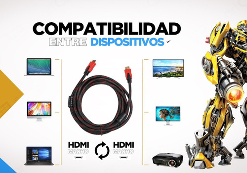 Imagen 4 de 10 de Cable Hdmi 5 Mts Full Hd 1080p 1.4v Lcd Tv Ps3 Xbox Bluray
