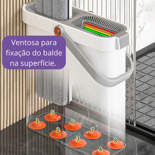 Mop Flat Esfregão Rodo E Balde 17l 2 Refil 40cm Cabo 143cm