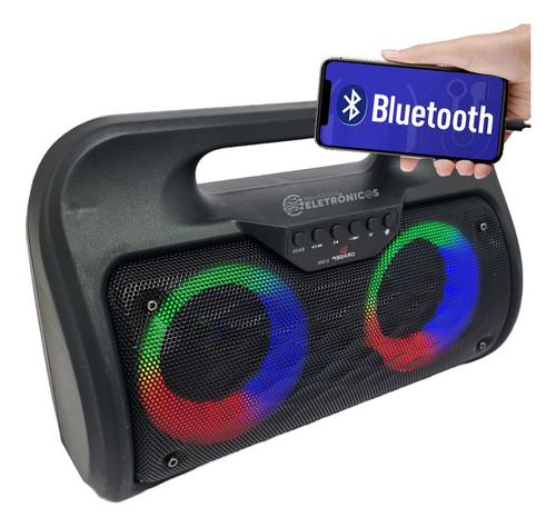 Caixa De Som Rádio Fm Bluetooth Portátil Entradas P10, P2