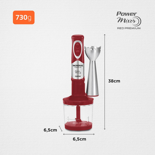 Mixer Premium Mondial M-10 500w Vermelho Com Inox 220v