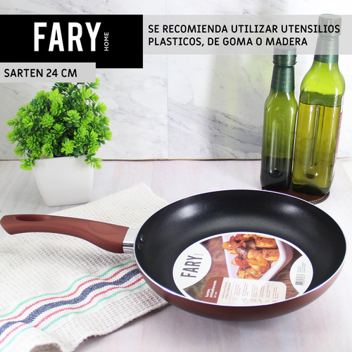 Set De Ollas Batería De Sartenes Cacerola Con Tapa Jarrito Panquequera Faryhome Antiadherente 6 Piezas