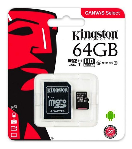 Memoria Microsd 64 Gb Kingston Clase 10
