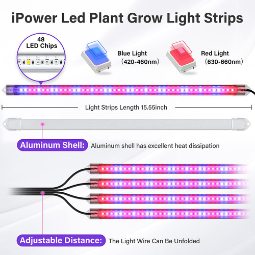 Tiras De Luz Led De Cultivo Ipower De Espectro Completo Para