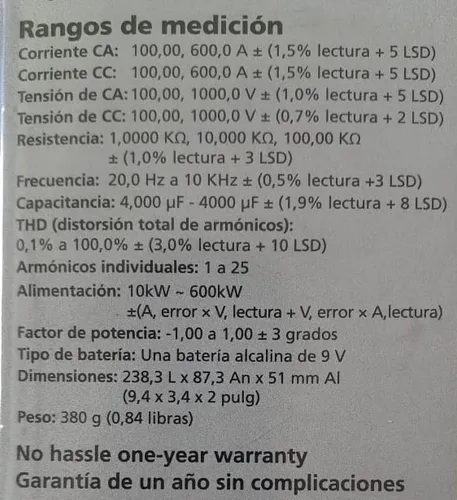Pinza Amperométrica Amprobe Acdc-52nav Trms 600a 1000v Acdc