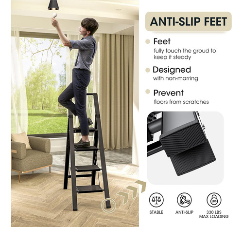 Escalera De 4 Escalones, Taburete Plegable Con Práctico Mang