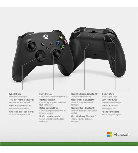Control Xbox One Microsoft Inalámbrico Color Carbón Black