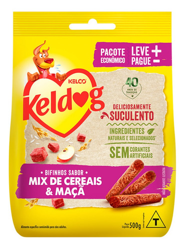 Petisco Bifinho Keldog Mix De Cereais E Maçã Cães 500g