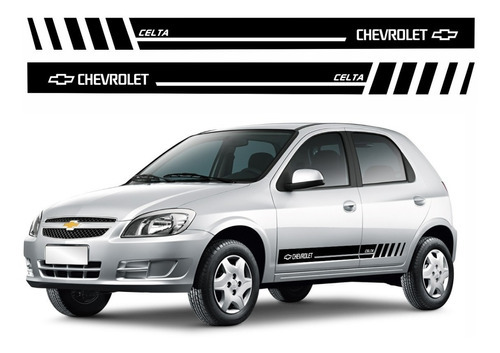 Kit Faixa Adesivos Personalizados Para Chevrolet Celta 20626 Cor Preto