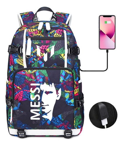 Mochila escolar transfronteiriça Messi Luminosa, mochila Neym Color 29 com design de tecido 15* 30* 47