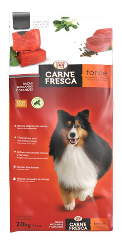 Alimento carne fresca force para perro adulto de raza mediana y grande sabor mix en bolsa de 20kg