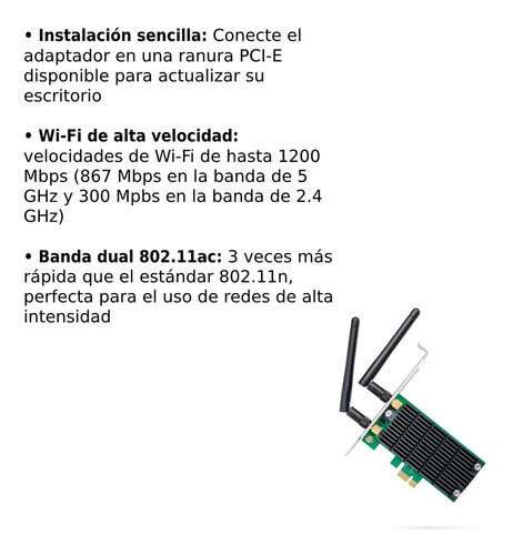 Imagen 4 de 10 de Adaptador Inalambrico Pci Express Banda Dual Tp-link Archer