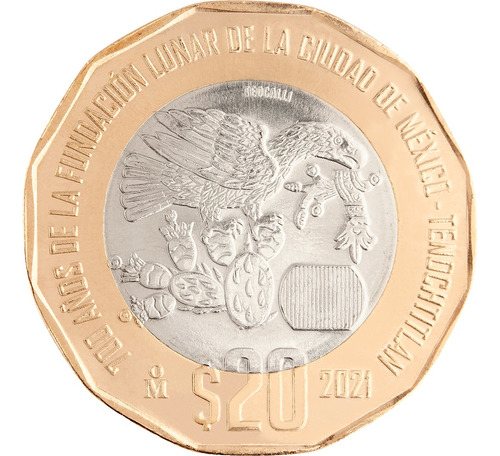 Moneda 20 Pesos Conmemorativa Zapata-veracruz-tenochtitlan