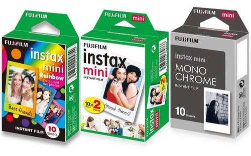 Filme Instantâneo Instax Mini Rainbow + Branco + Monochrome