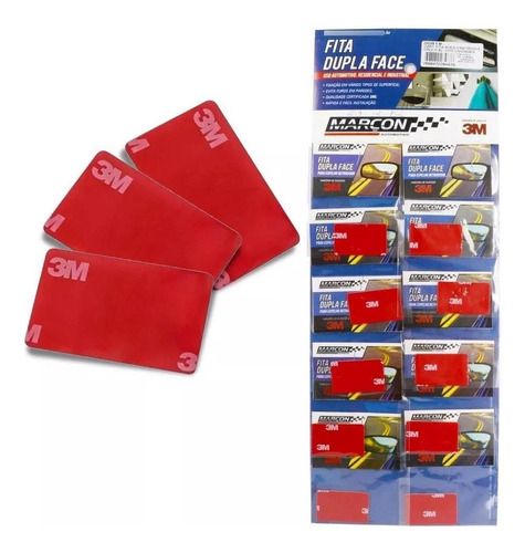 Cartela Fita Dupla Face 3m Espelho Retrovisor Com 10 Rolos Cor Vermelho Liso