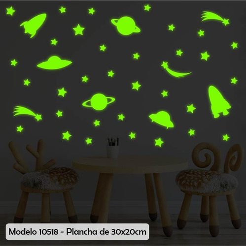 Imagen 1 de 2 de Vinilo Decorativo Infantil Brillan Oscuridad Estrellas 10518