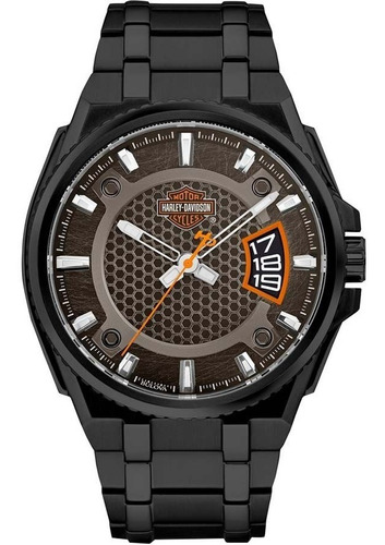 Reloj Harley Davidson 78b151 Hombre Con Fechador E-watch Color de la correa Negro Color del bisel Negro Color del fondo Negro