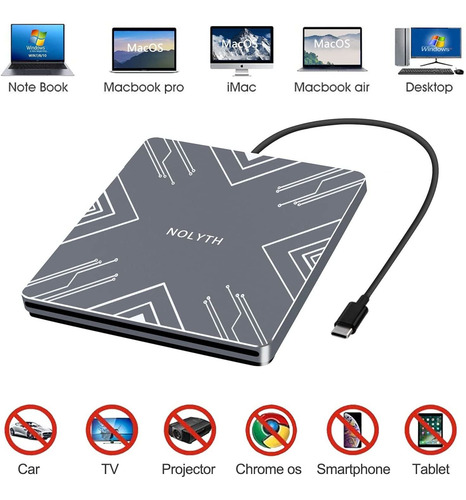 Imagen 4 de 7 de Lector De Cd Externo Portátil De Aleación De Aluminio Usb...